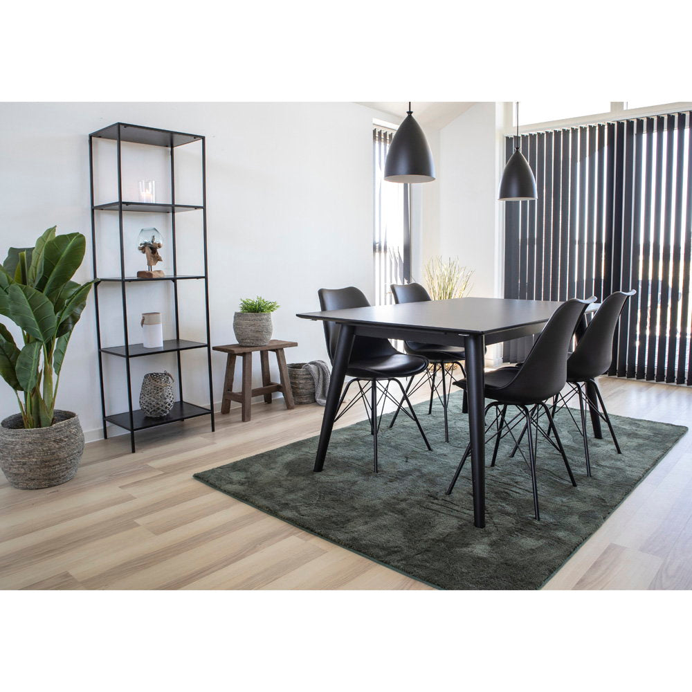 Oslo Eetkamerstoel - PU-leer, zwart, zwarte poten (set van 2)