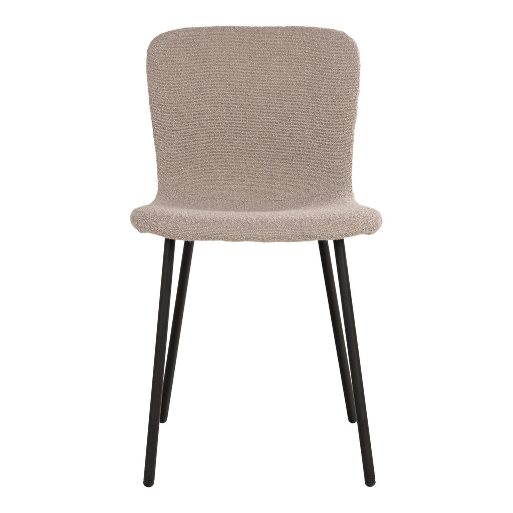 Halden Eetkamerstoel - Bouclé, beige, zwarte poten HN1233 (set van 2)
