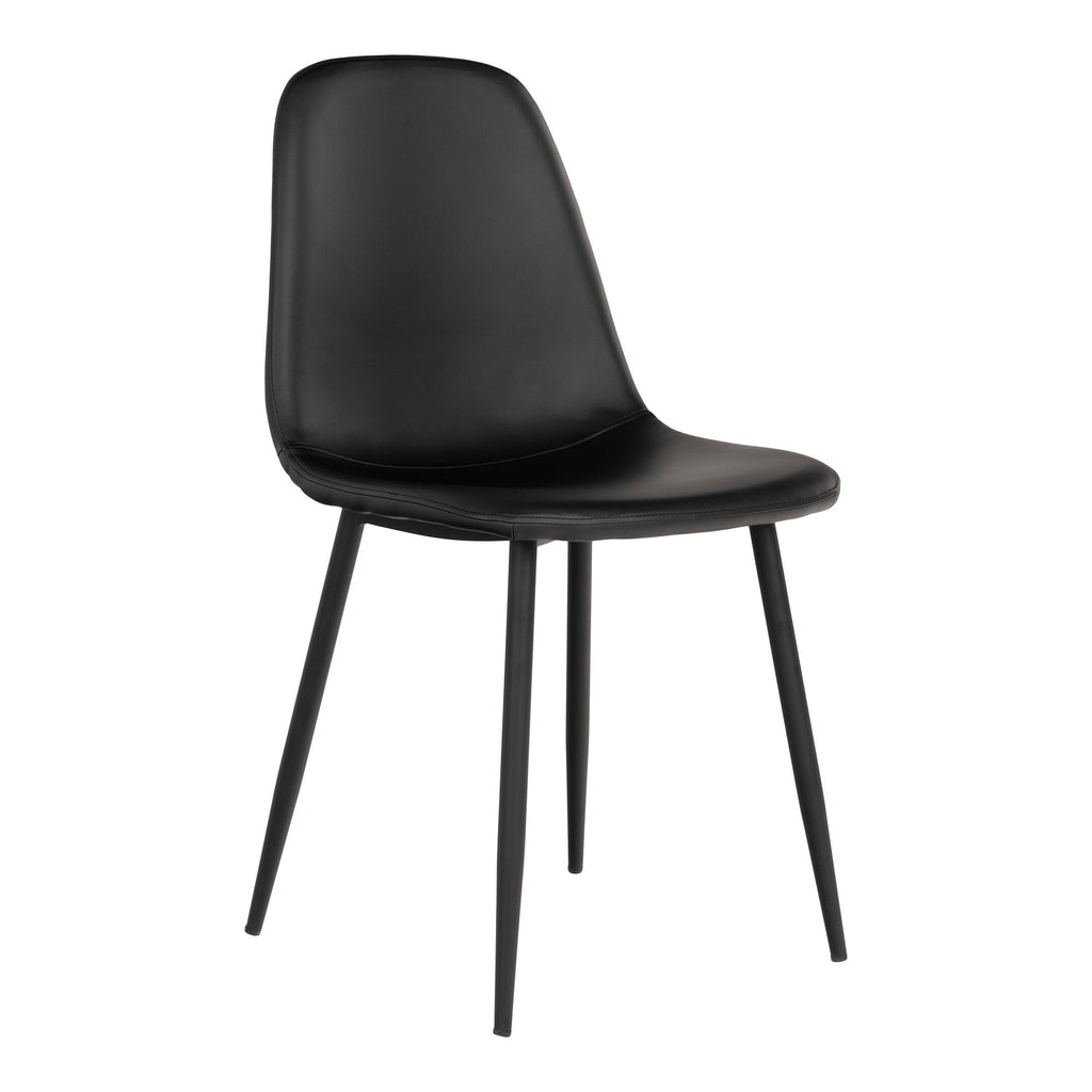 Stockholm Eetkamerstoel - PU-leer, zwart, zwarte poten HN1225 (set van 2)