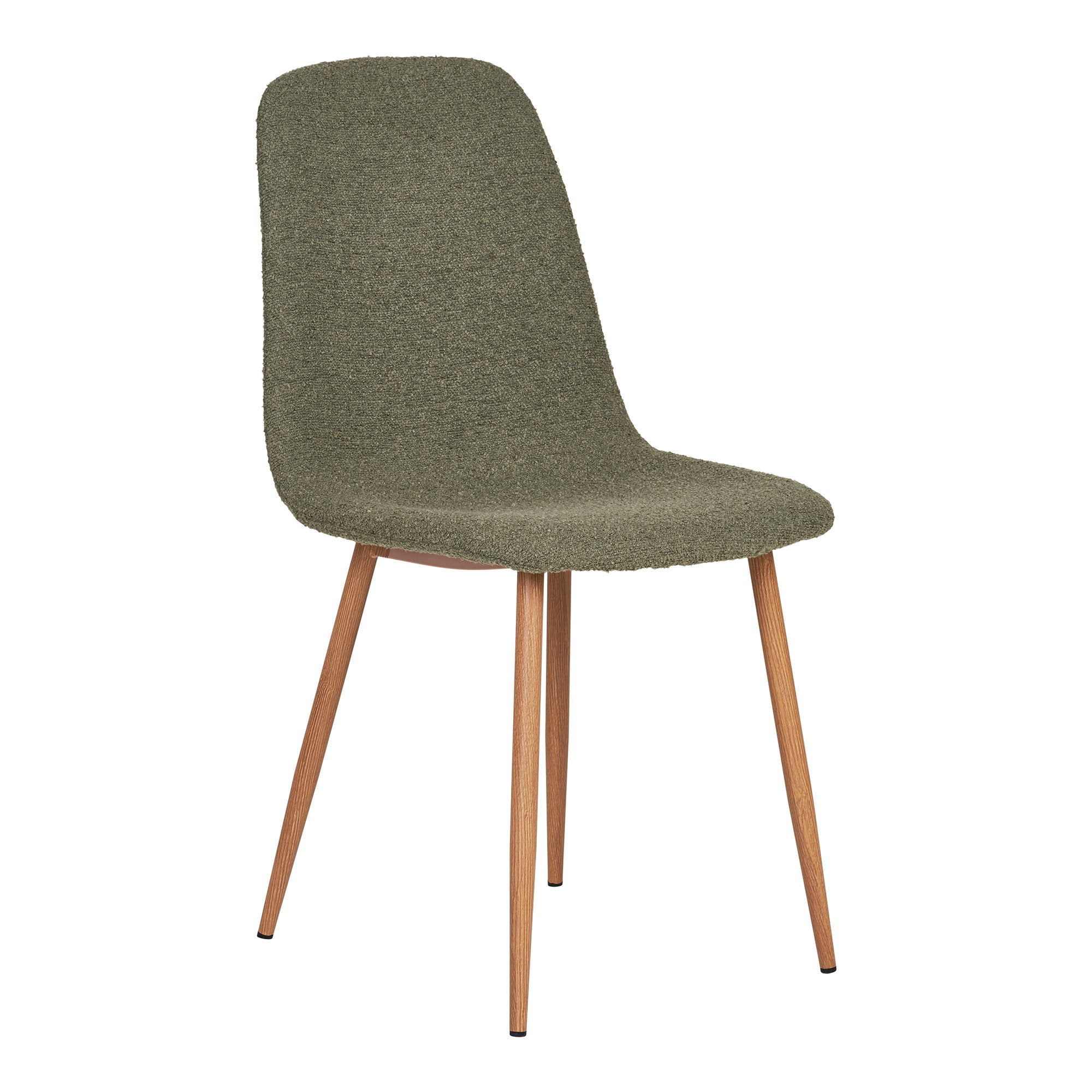 Stockholm Eetkamerstoel - Bouclé, donkergroen, houtlook poten HN1236 (set van 2)