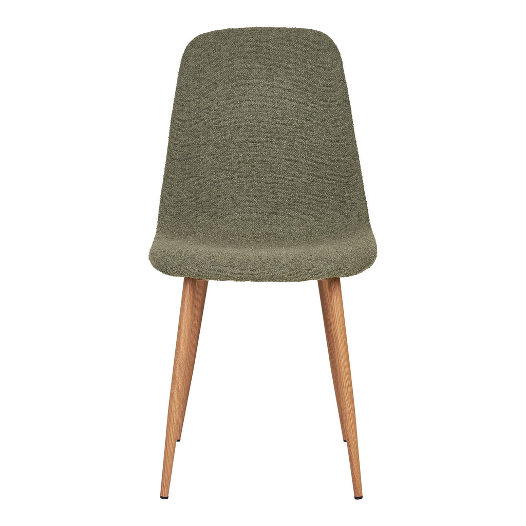Stockholm Eetkamerstoel - Bouclé, donkergroen, houtlook poten HN1236 (set van 2)