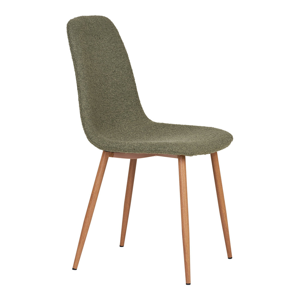 Stockholm Eetkamerstoel - Bouclé, donkergroen, houtlook poten HN1236 (set van 2)