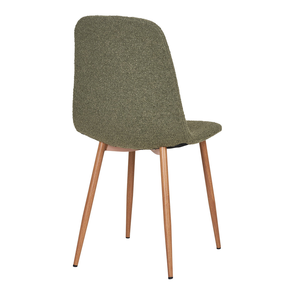 Stockholm Eetkamerstoel - Bouclé, donkergroen, houtlook poten HN1236 (set van 2)