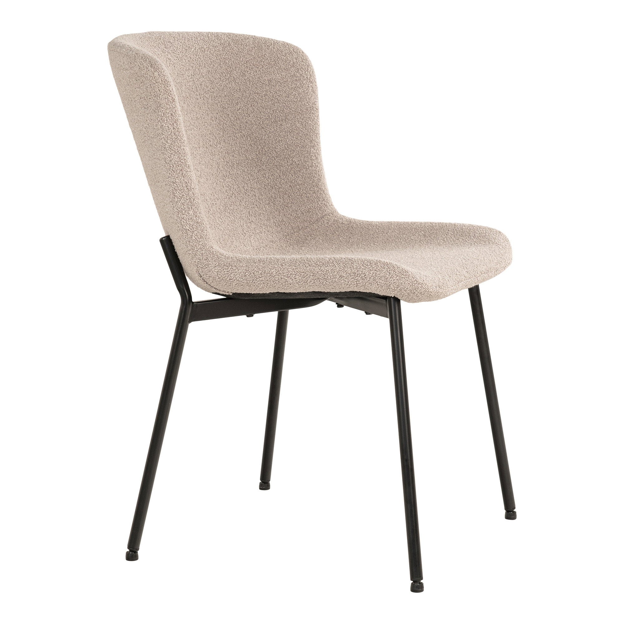 Maceda Eetkamerstoel - Bouclé, beige, zwarte poten HN1239 (set van 2)