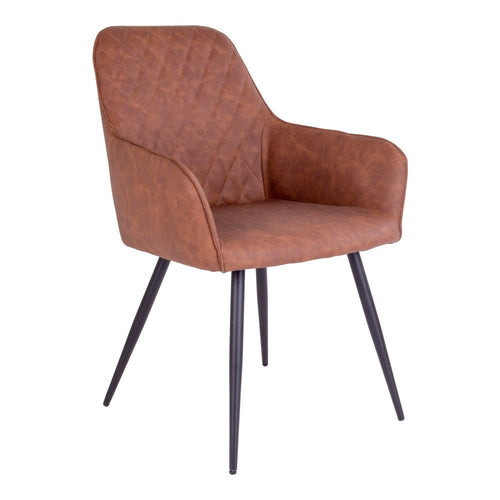 Harbo Eetkamerstoel - PU-leer, vintage bruin, zwarte poten HN1220 (set van 2) - Noël Home