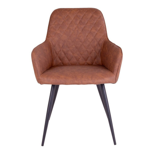 Harbo Eetkamerstoel - PU-leer, vintage bruin, zwarte poten HN1220 (set van 2) - Noël Home