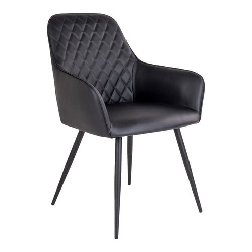 Harbo Eetkamerstoel - PU-leer, zwart, zwarte poten HN1223 (set van 2) - Noël Home