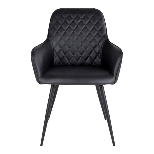 Harbo Eetkamerstoel - PU-leer, zwart, zwarte poten HN1223 (set van 2) - Noël Home