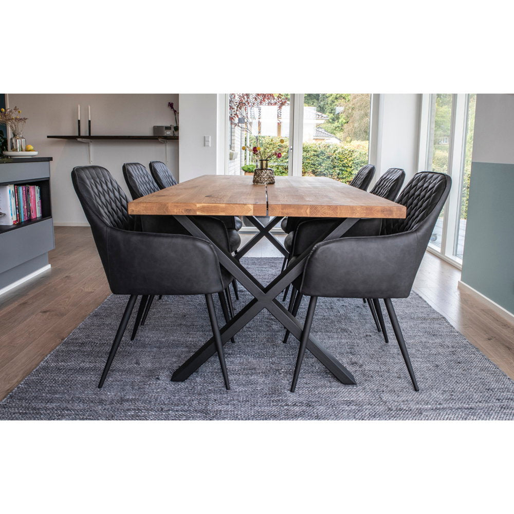 Harbo Eetkamerstoel - PU-leer, zwart, zwarte poten HN1223 (set van 2)