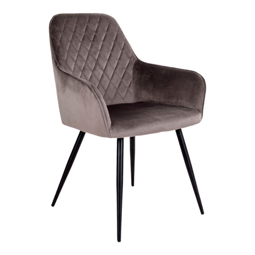 Harbo Eetkamerstoel - Fluweel, taupe (mushroom), zwarte poten HN1208 (set van 2) - Noël Home
