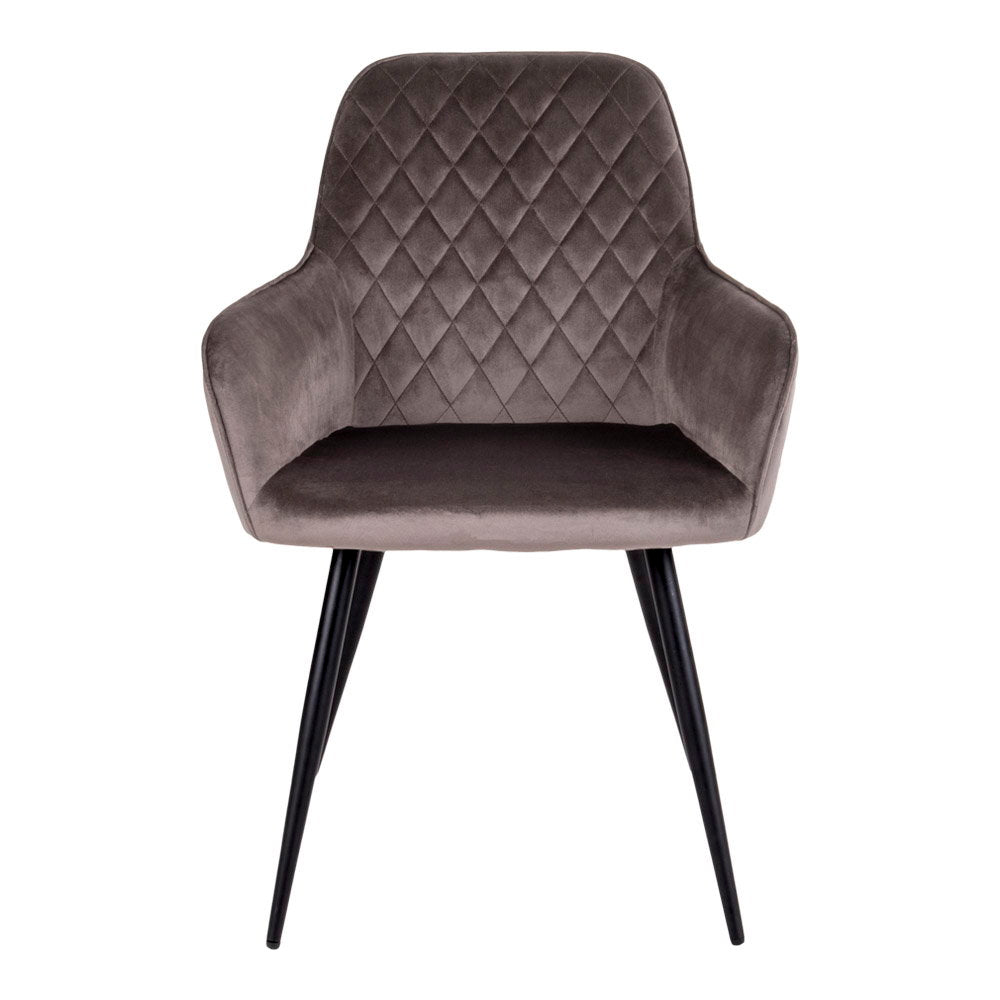 Harbo Eetkamerstoel - Fluweel, taupe (mushroom), zwarte poten HN1208 (set van 2)