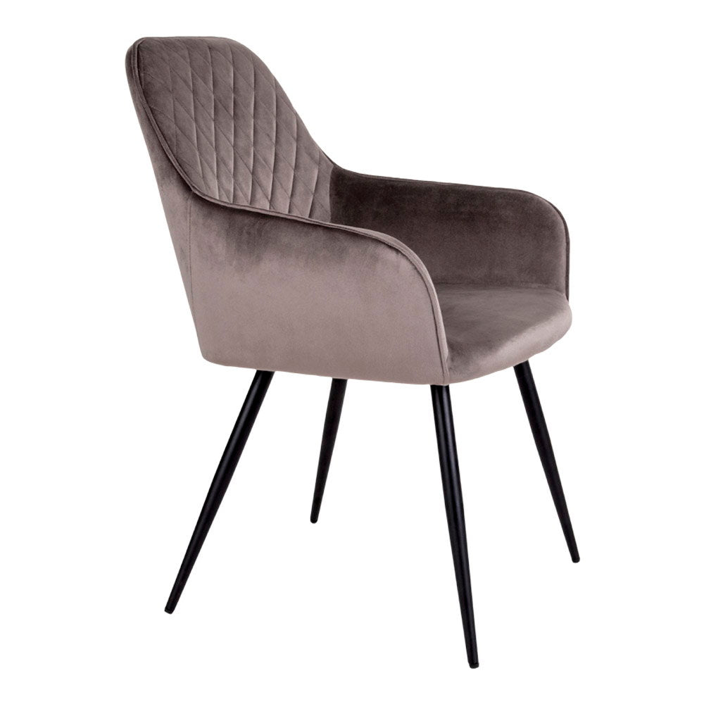 Harbo Eetkamerstoel - Fluweel, taupe (mushroom), zwarte poten HN1208 (set van 2)