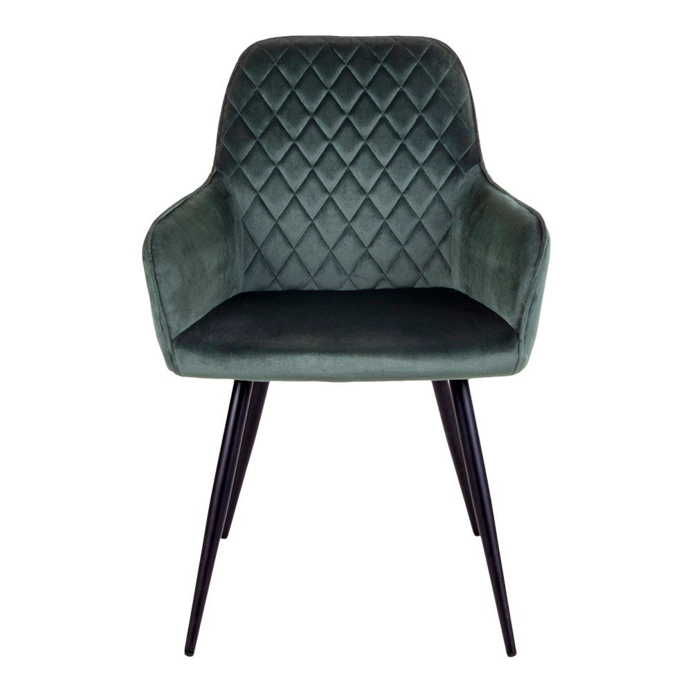 Harbo Eetkamerstoel - Fluweel, groen (set van 2)