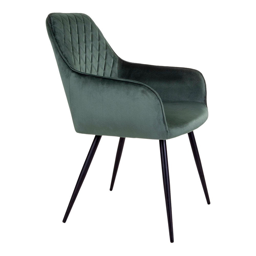Harbo Eetkamerstoel - Fluweel, groen (set van 2)