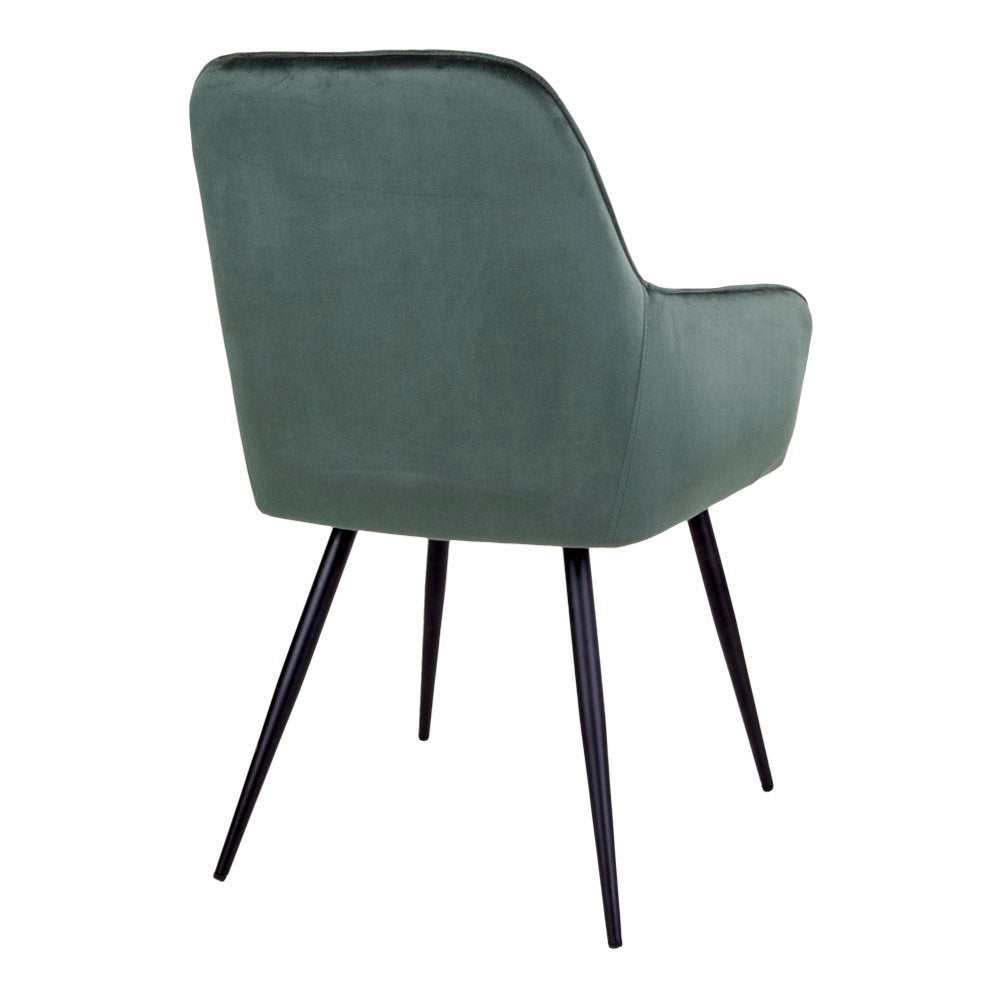 Harbo Eetkamerstoel - Fluweel, groen (set van 2)