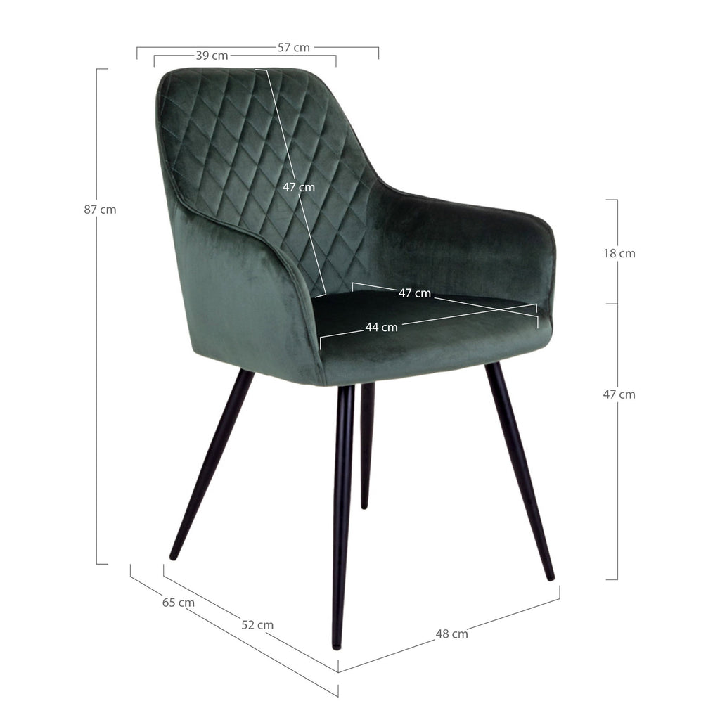 Harbo Eetkamerstoel - Fluweel, groen (set van 2)