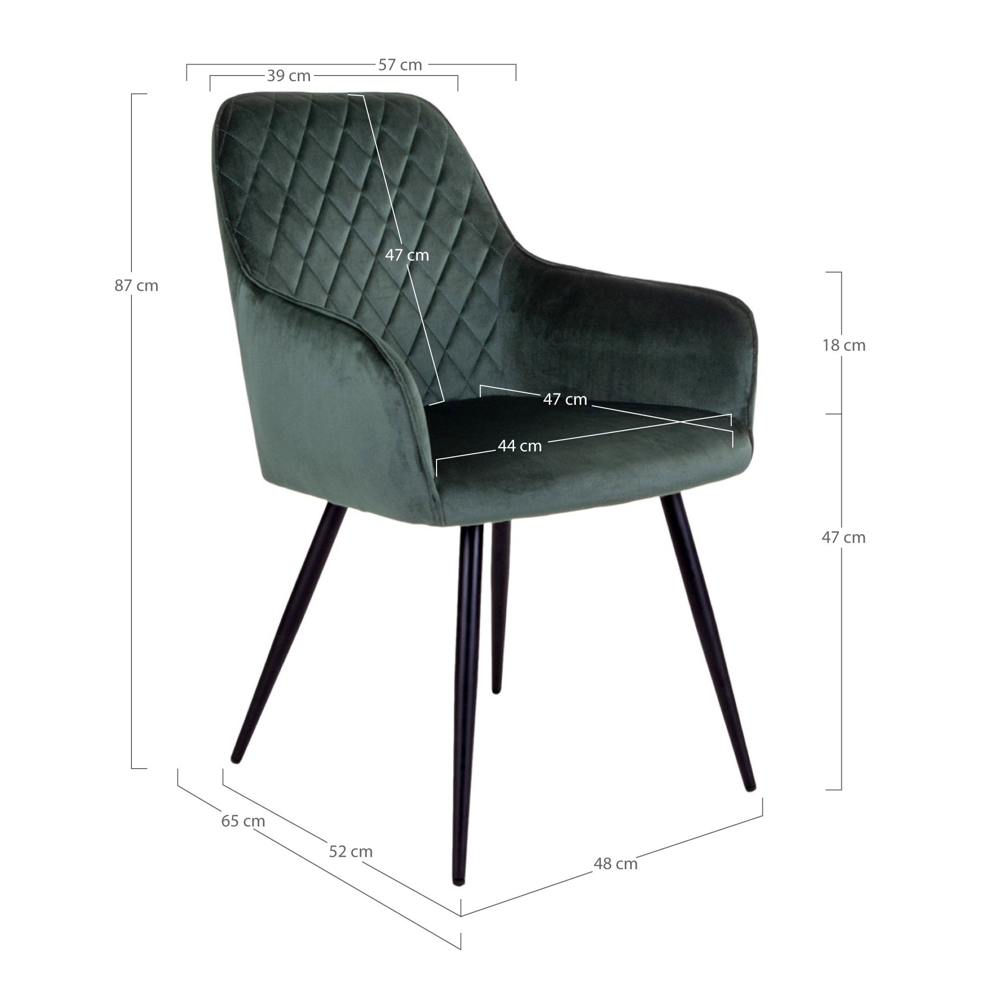 Harbo Eetkamerstoel - Fluweel, groen (set van 2)