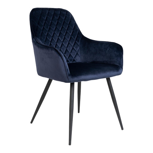 Harbo Eetkamerstoel - Fluweel, blauw, zwarte poten HN1205 (set van 2) - Noël Home