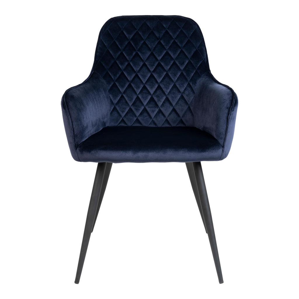 Harbo Eetkamerstoel - Fluweel, blauw, zwarte poten HN1205 (set van 2)
