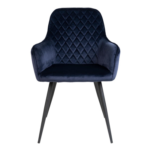 Harbo Eetkamerstoel - Fluweel, blauw, zwarte poten HN1205 (set van 2) - Noël Home
