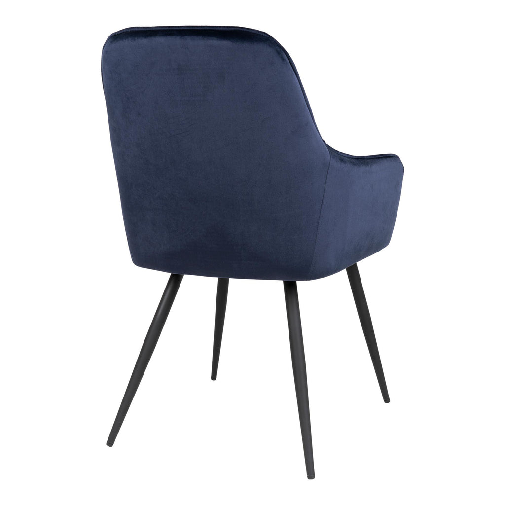 Harbo Eetkamerstoel - Fluweel, blauw, zwarte poten HN1205 (set van 2)
