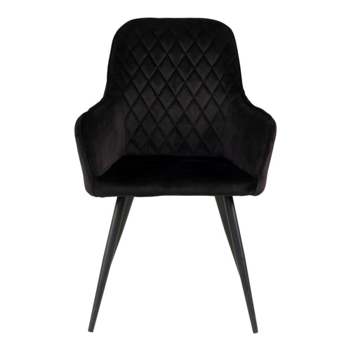 Harbo Eetkamerstoel - Fluweel, zwart, zwarte poten HN1207 (set van 2) - Noël Home