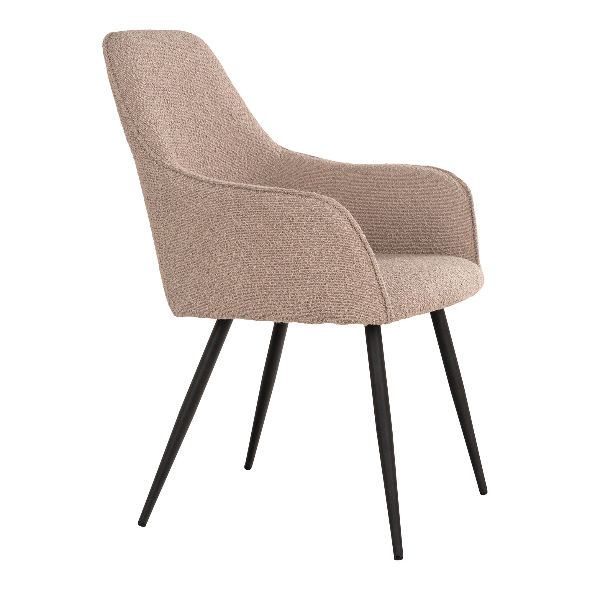Harbo Eetkamerstoel - Bouclé, beige, zwarte poten HN1233 (set van 2)
