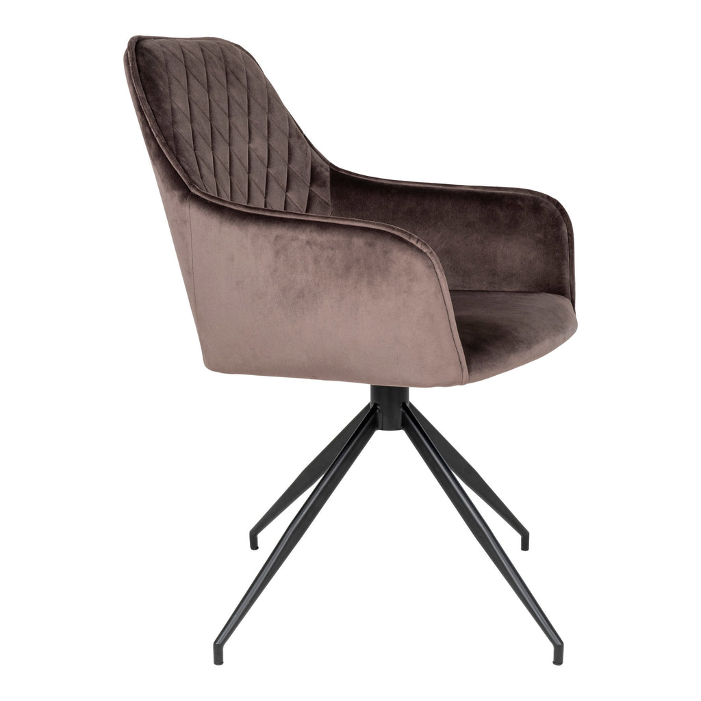 Harbo Eetkamerstoel met Draaifunctie - Fluweel, taupe (mushroom), zwarte poten HN1208