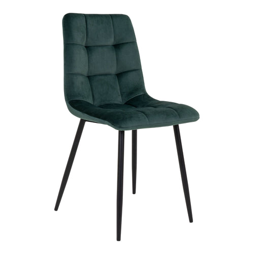 Middelfart Eetkamerstoel - Fluweel, donkergroen, zwarte poten HN1006 (set van 2) - Noël Home