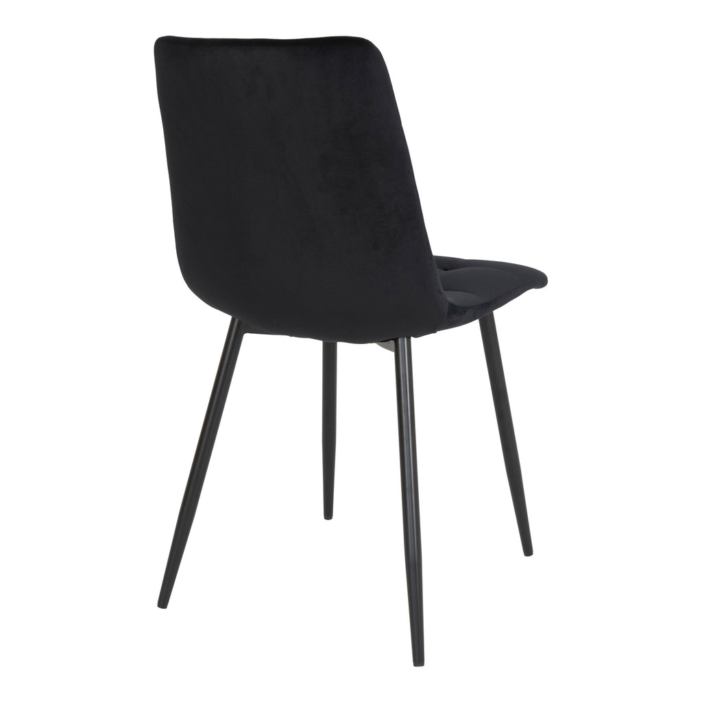 Middelfart Eetkamerstoel - Fluweel, zwart, zwarte poten HN1207 (set van 2)