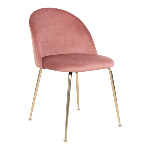 Geneve Eetkamerstoel - Fluweel, roze, messinglook poten HN1214 (set van 2) - Noël Home