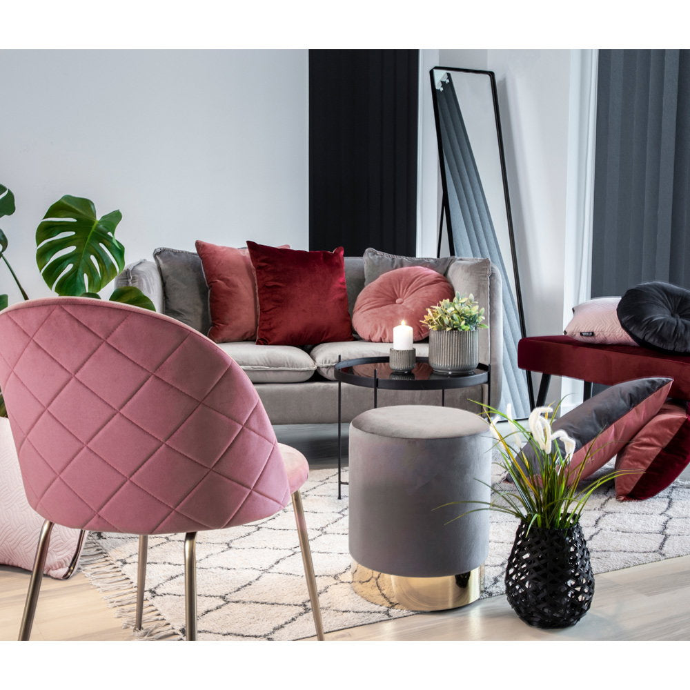 Geneve Eetkamerstoel - Fluweel, roze, messinglook poten HN1214 (set van 2)