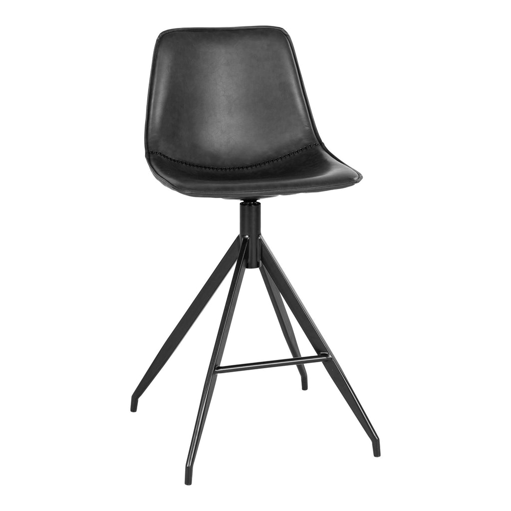 Monaco Counterstoel - PU-leer, zwart, zwarte poten HN1228 (set van 2)