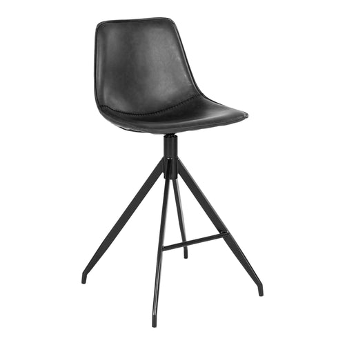 Monaco Counterstoel - PU-leer, zwart, zwarte poten HN1228 (set van 2) - Noël Home