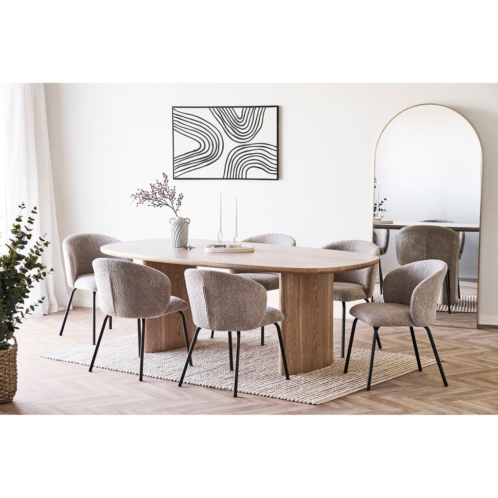 Safira Eetkamerstoel - Bouclé, beige, zwarte poten HN1266 (set van 2)