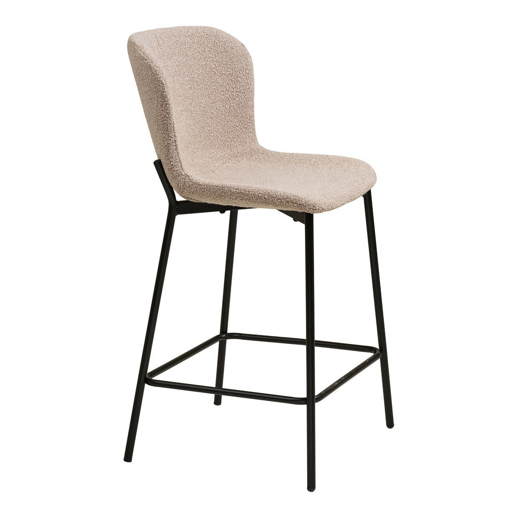 Maceda Counterstoel - Bouclé, beige, zwarte poten HN1239 (set van 2)