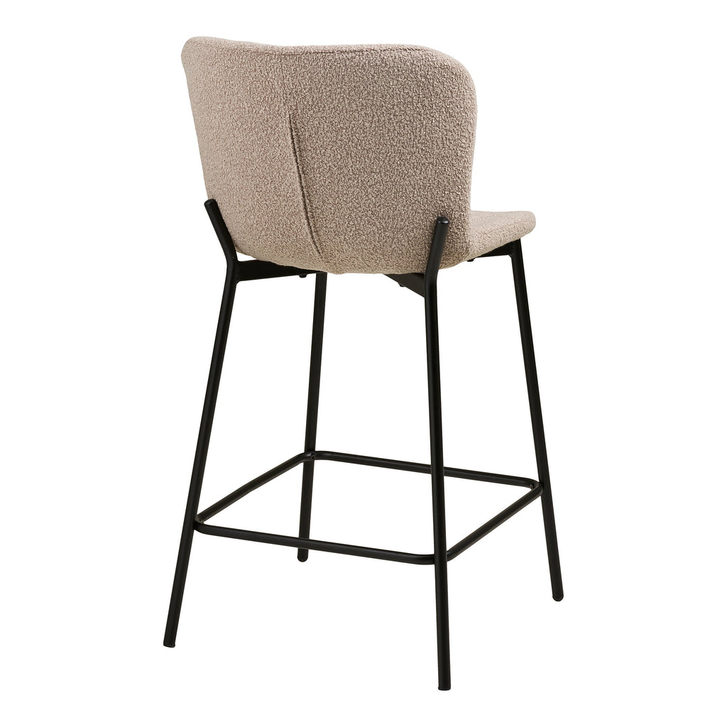 Maceda Counterstoel - Bouclé, beige, zwarte poten HN1239 (set van 2)