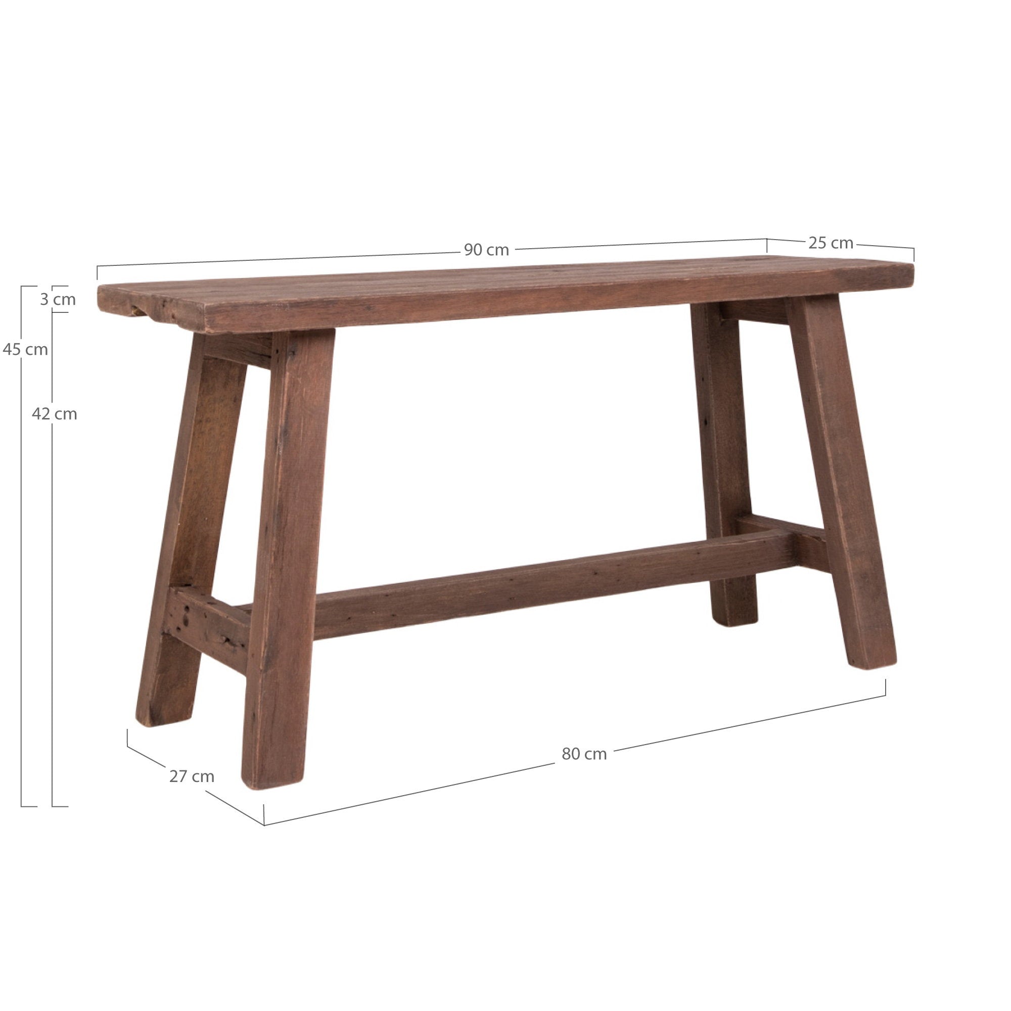Barcelona Bank - Bank, teakhout, naturel 90x25x45 cm