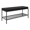 Vita Bankje - Bankje met zitkussen en opbergplank, zwart met zwarte poten 100x36x48,5 cm