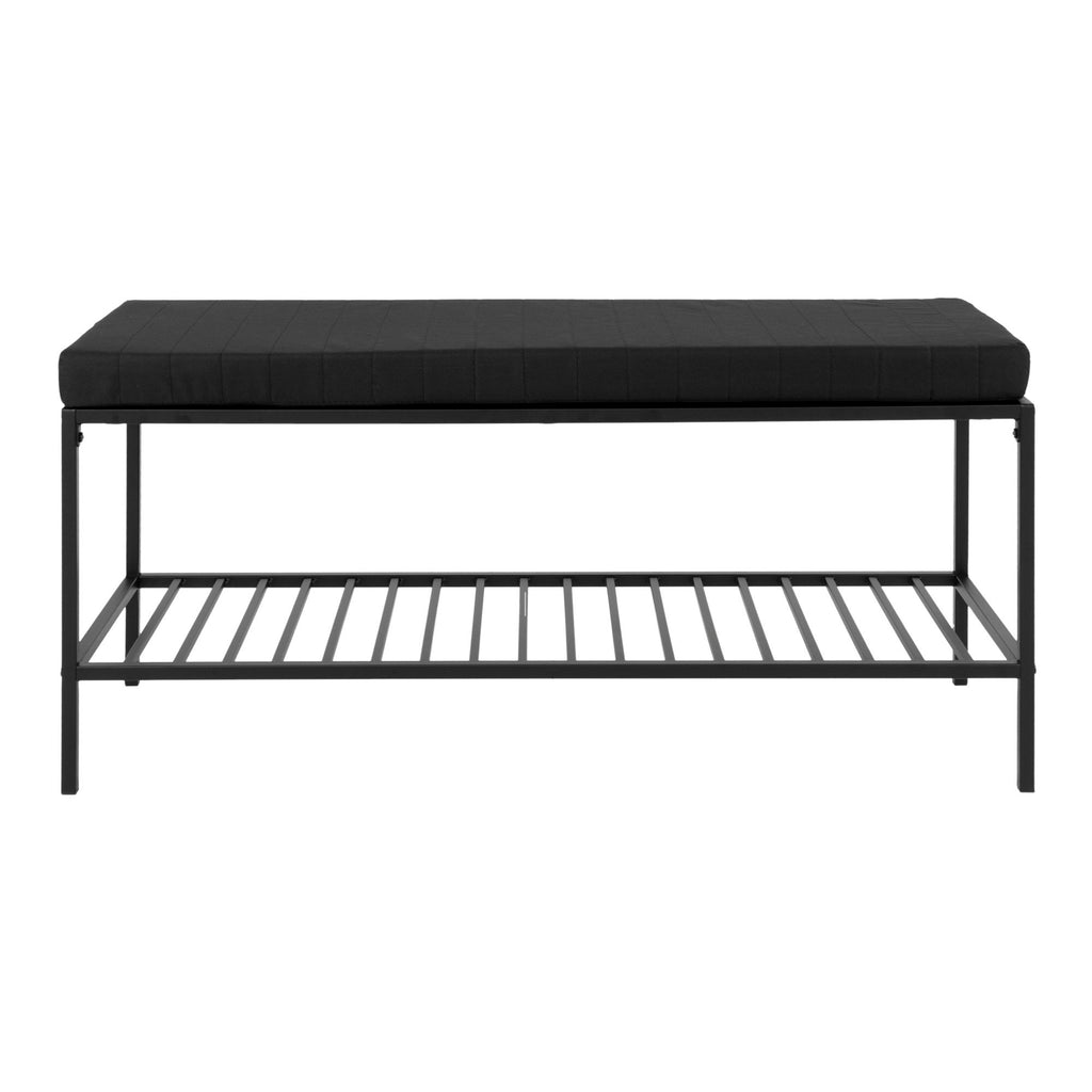 Vita Bankje - Bankje met zitkussen en opbergplank, zwart met zwarte poten 100x36x48,5 cm