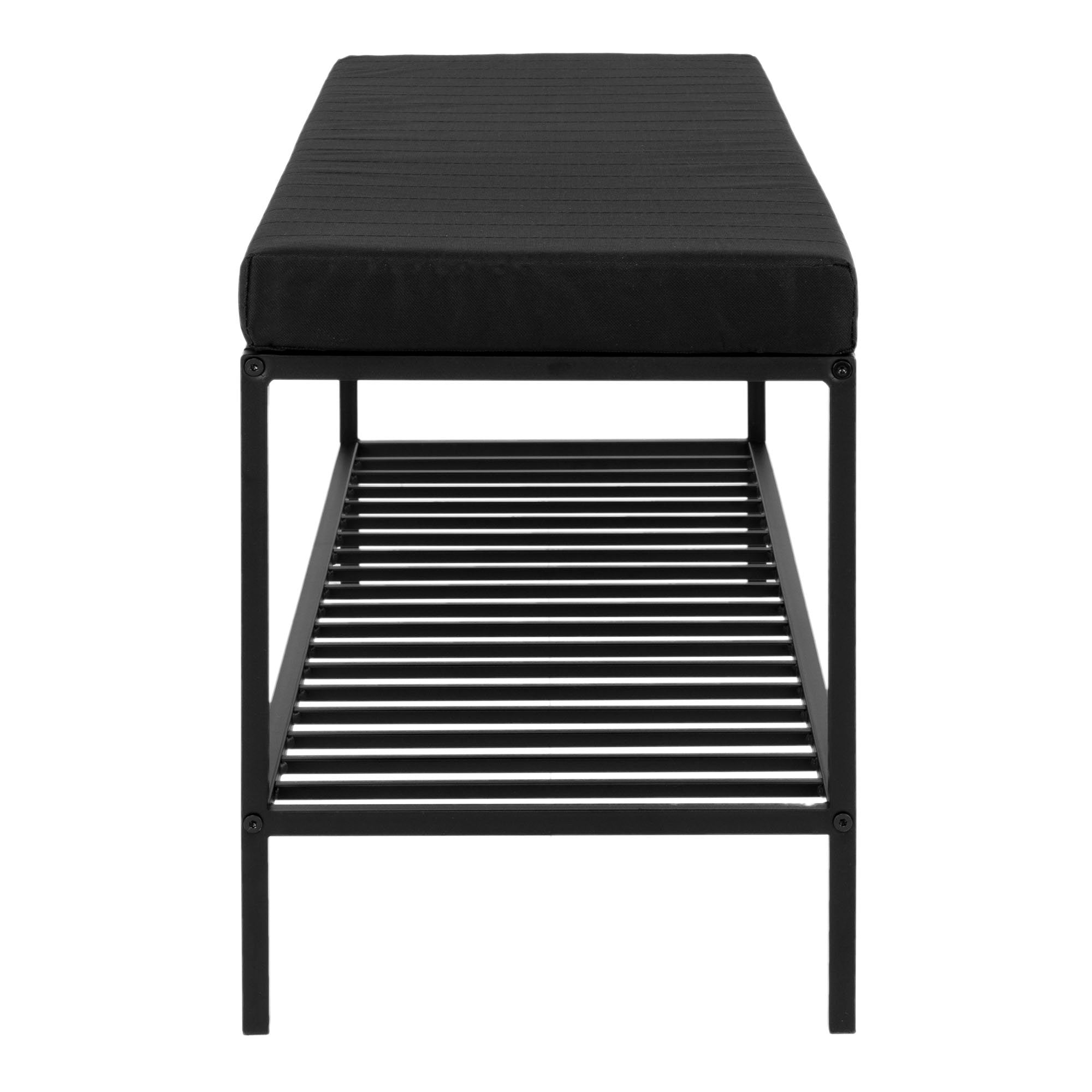 Vita Bankje - Bankje met zitkussen en opbergplank, zwart met zwarte poten 100x36x48,5 cm