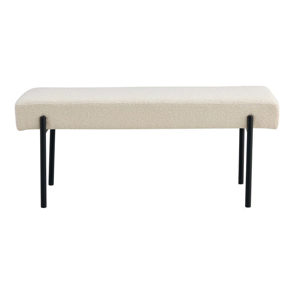 Swindon Bankje - Bankje, bouclé, wit, zwarte poten 100x36x42,5 cm, HN1232