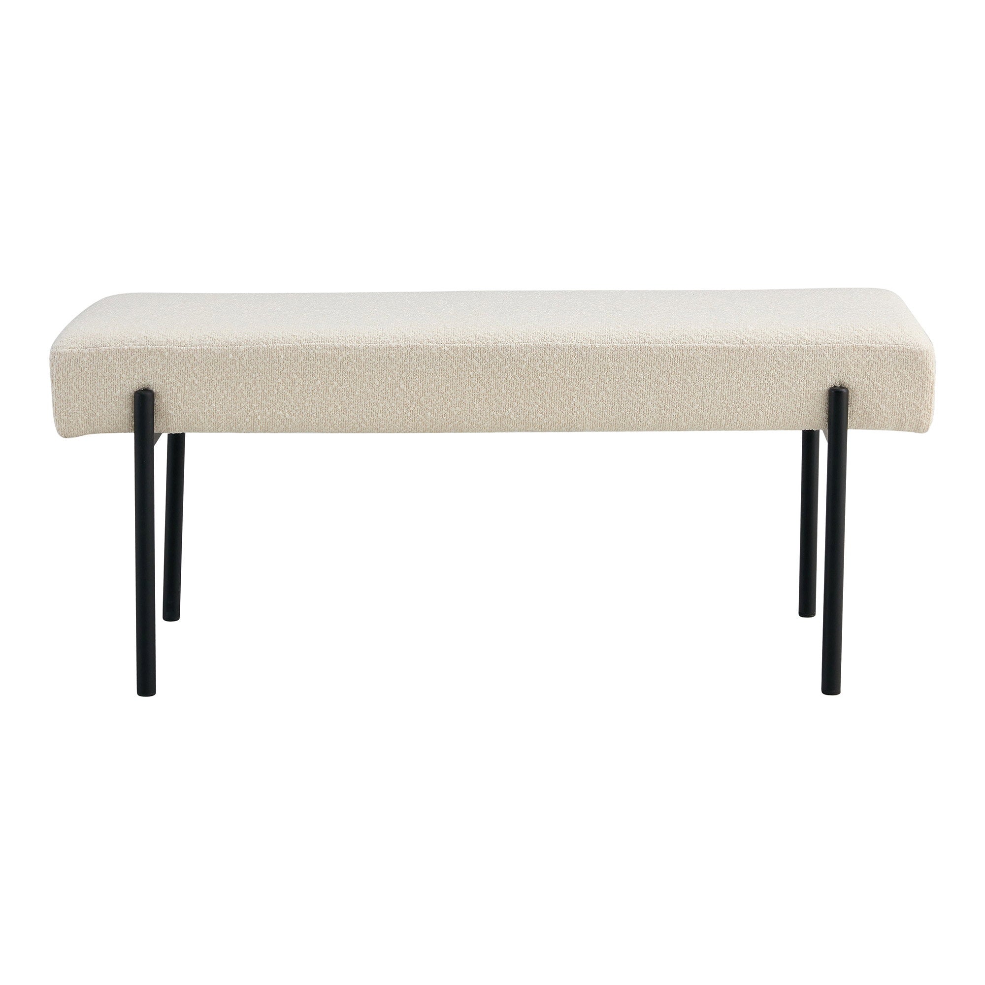 Swindon Bankje - Bankje, bouclé, wit, zwarte poten 100x36x42,5 cm, HN1232