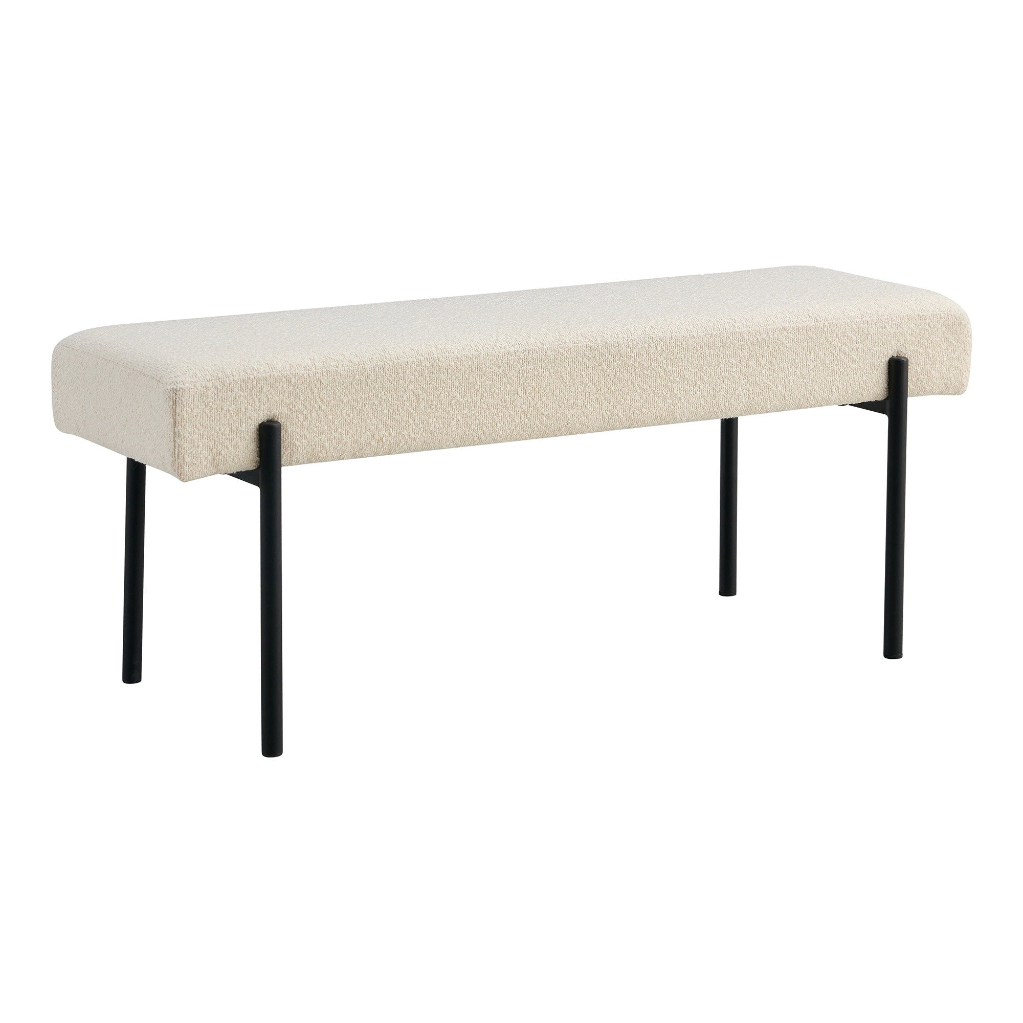 Swindon Bankje - Bankje, bouclé, wit, zwarte poten 100x36x42,5 cm, HN1232