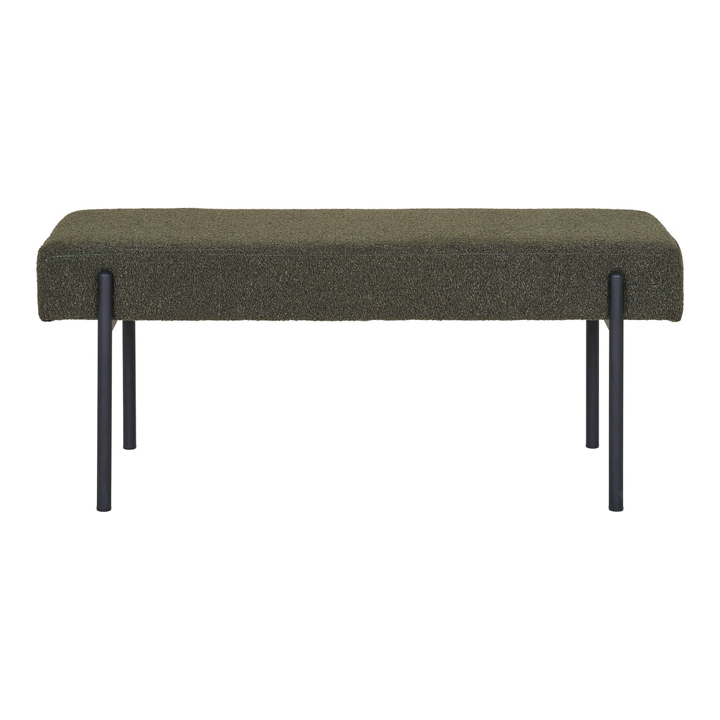Swindon Bankje - Bankje, bouclé, donkergroen, zwarte poten 100x36x42,5 cm, HN1241