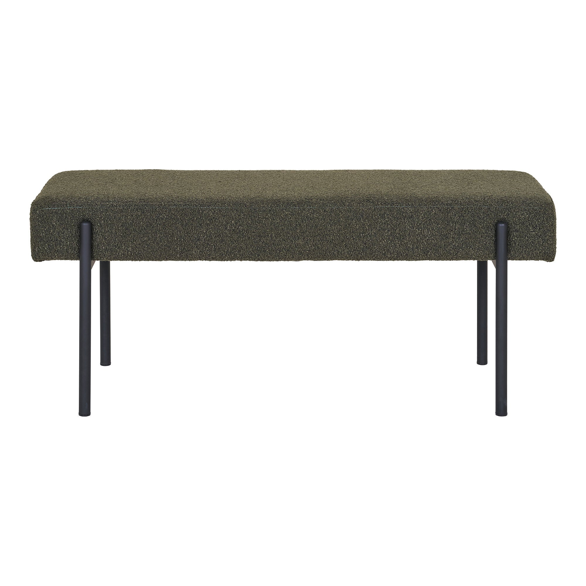 Swindon Bankje - Bankje, bouclé, donkergroen, zwarte poten 100x36x42,5 cm, HN1241