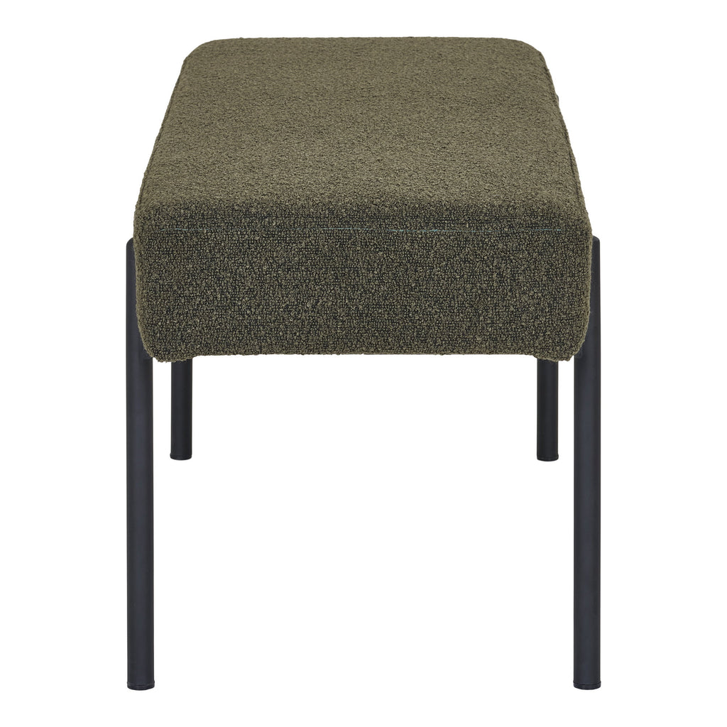 Swindon Bankje - Bankje, bouclé, donkergroen, zwarte poten 100x36x42,5 cm, HN1241