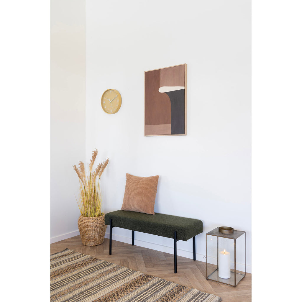 Swindon Bankje - Bankje, bouclé, donkergroen, zwarte poten 100x36x42,5 cm, HN1241
