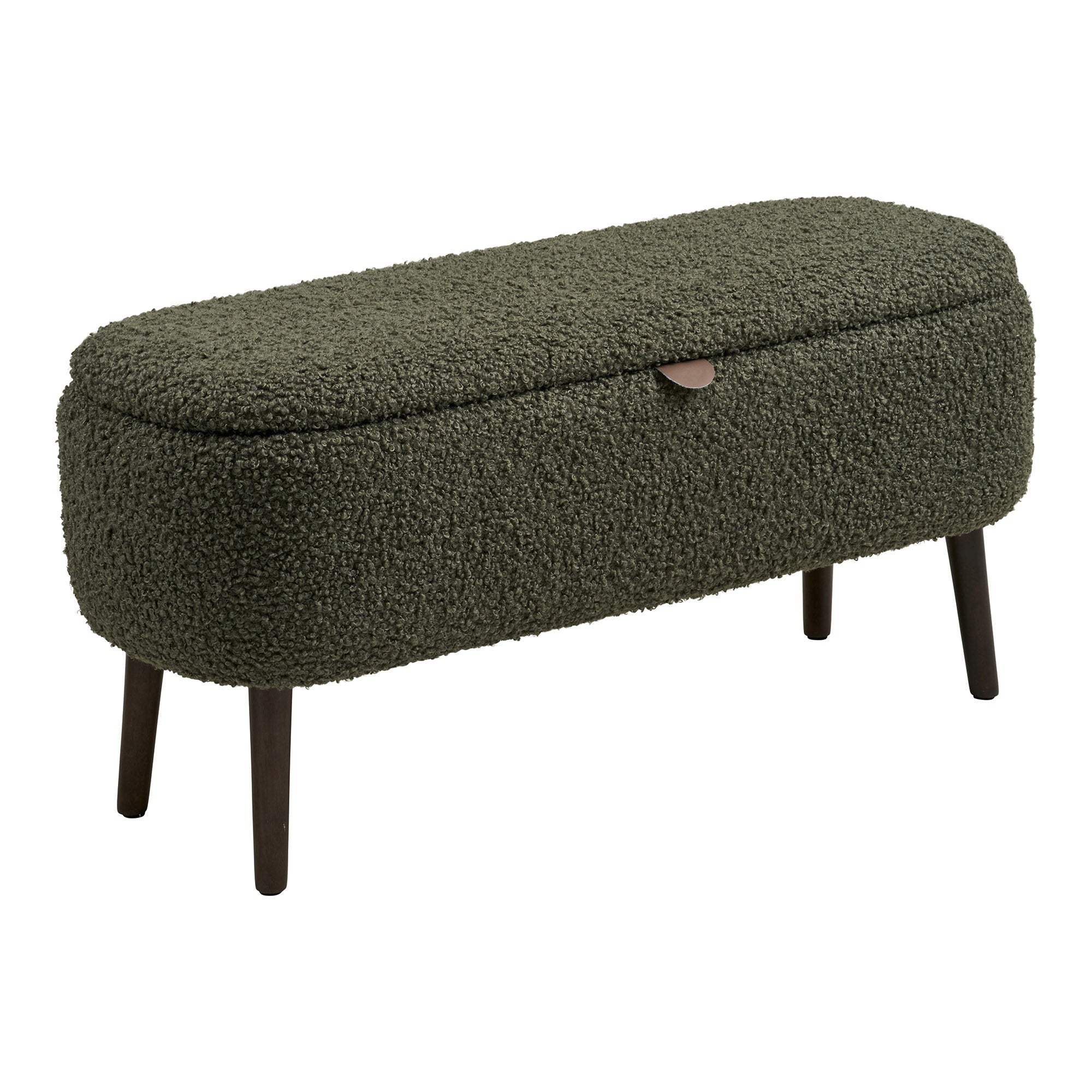 Harlow Bank - Bank met opbergruimte, teddy, groen, 95x37x45 cm, HN1301