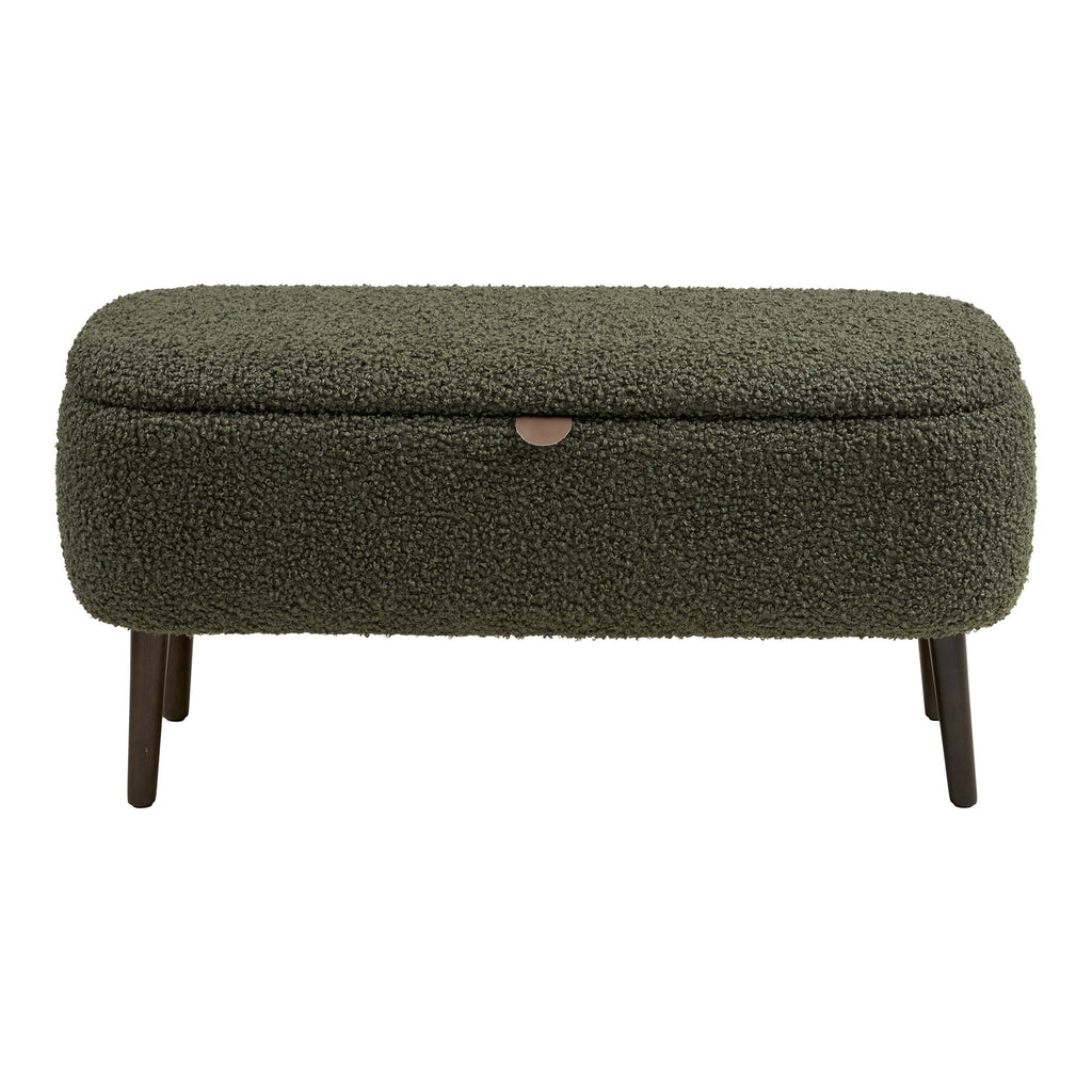 Harlow Bank - Bank met opbergruimte, teddy, groen, 95x37x45 cm, HN1301